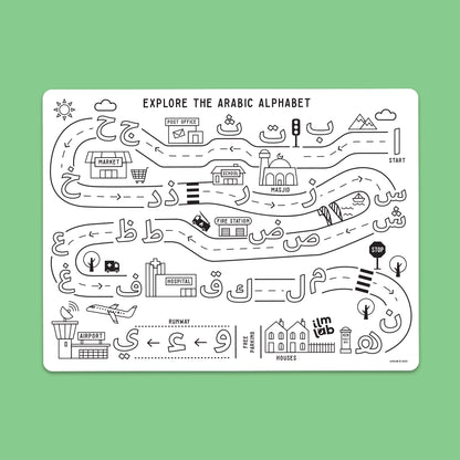 Arabic Alphabet City Wipeable Colouring Mat