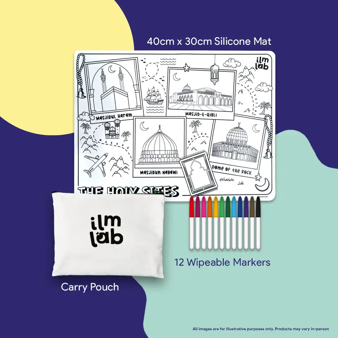 The Four Holy Sites Themed Wipeable Colouring Mat