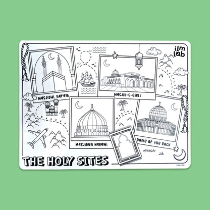 The Four Holy Sites Themed Wipeable Colouring Mat