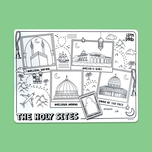 The Four Holy Sites Themed Wipeable Colouring Mat